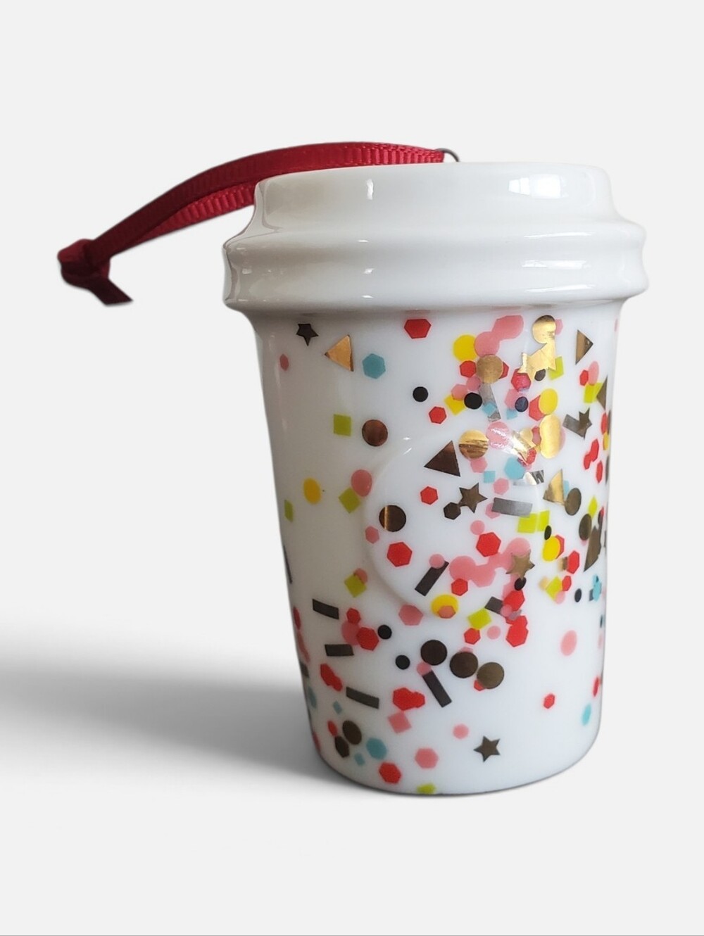 Starbucks 2015 Holiday Confetti Mini Cup Ceramic Ornament Dot Collection